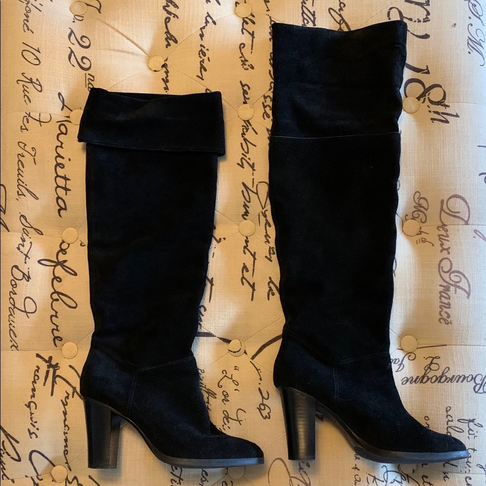 Nine West Black Suede Knee High or Over Knee Boots